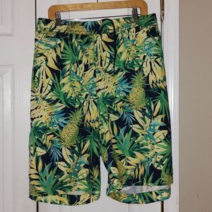 Caribbean Swimwear  Mens fern pineapple print big mens swin trunks  Sz 4X  Sz 4X